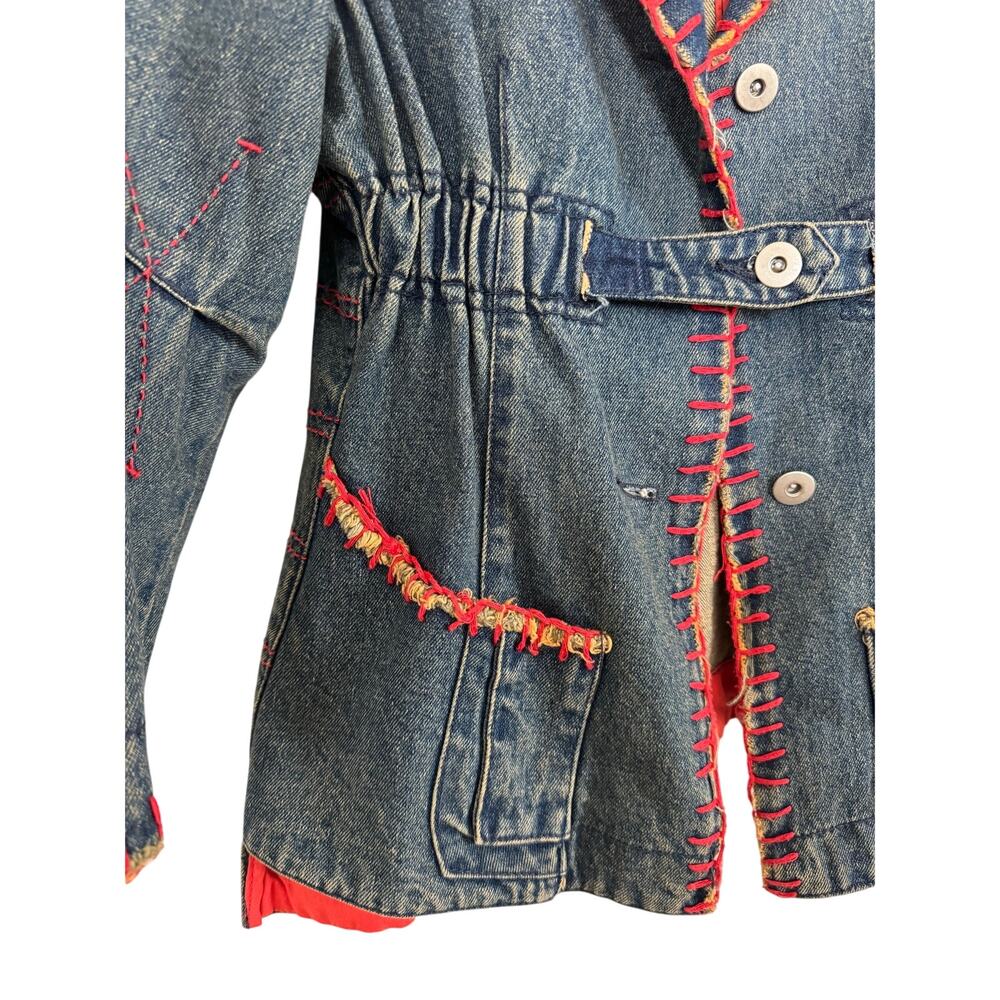 Marc Jacobs Vintage Embroidered Denim Jacket Boho Floral Size 6 - Picture 3 of 9